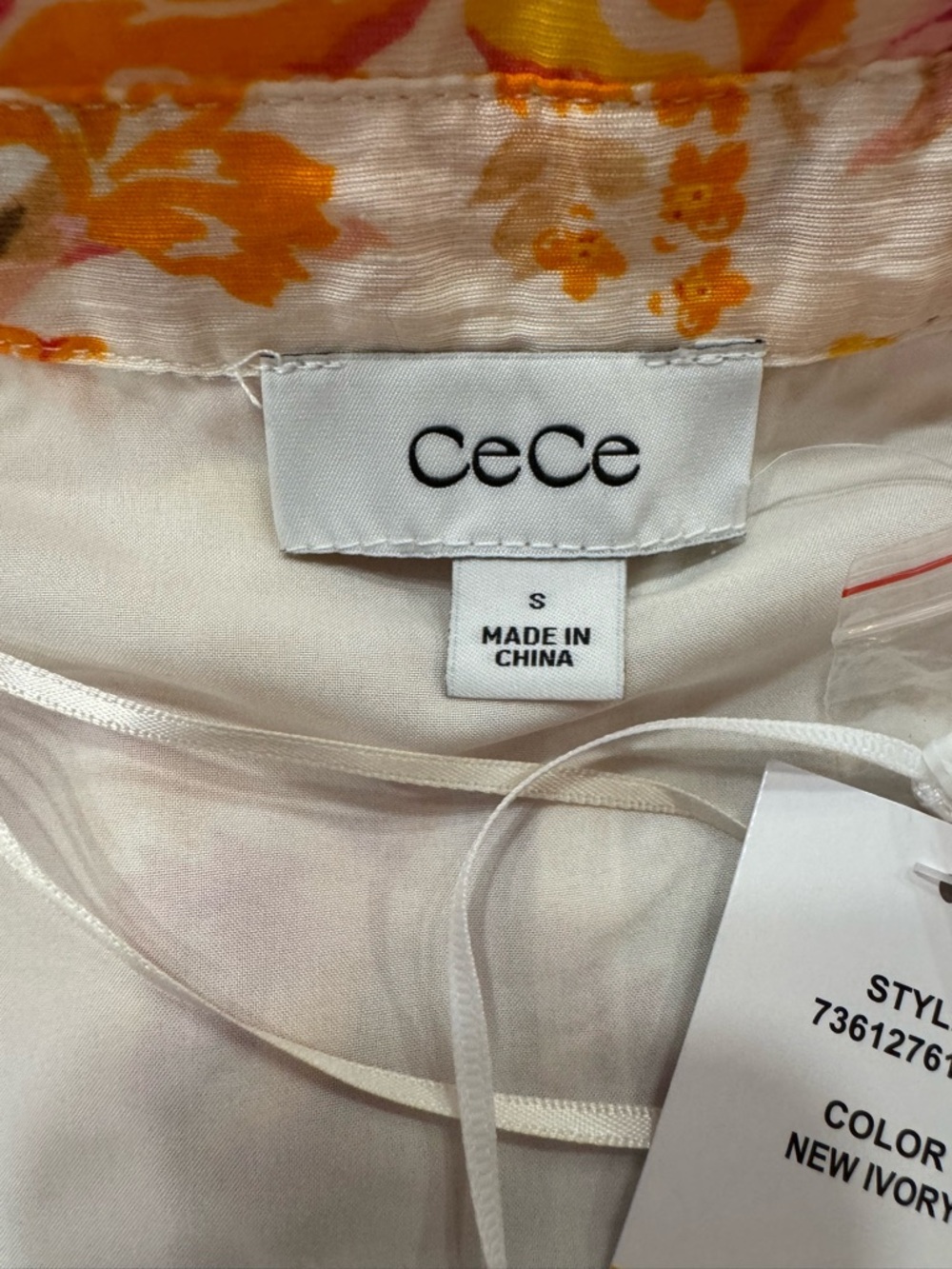 CeCe Spring Floral Button-Front Dress in Pink, Yellow & Cream - Picture 10 of 10
